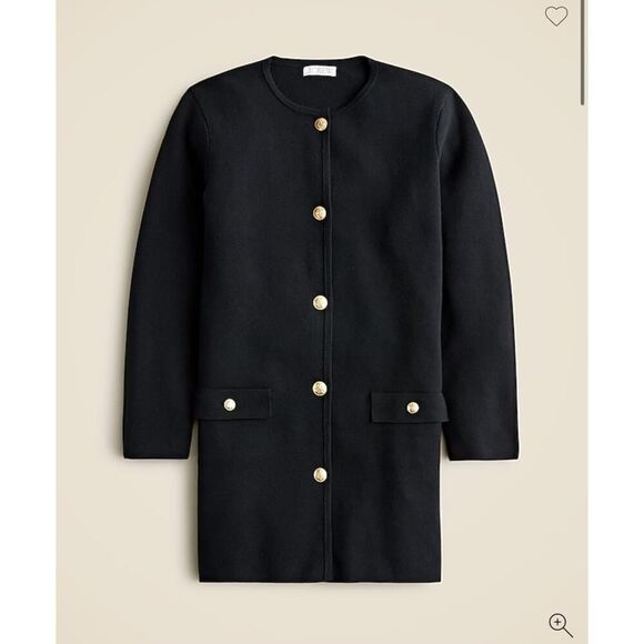 J.CREW Dresses & Skirts - J.Crew Long Giselle Sweater Dress Black Gold Button Knit Collared Look L